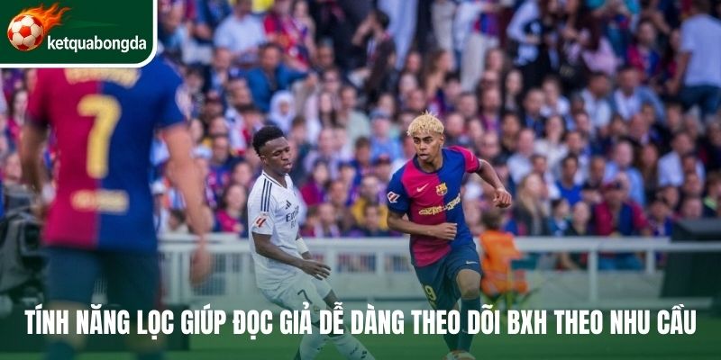 Tính năng lọc giúp đọc giả dễ dàng theo dõi Bảng xếp hạng bóng đá theo nhu cầu