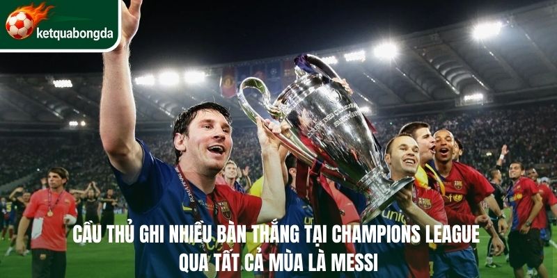 Cầu thủ ghi nhiều bàn thắng tại Champions League qua tất cả mùa là Messi