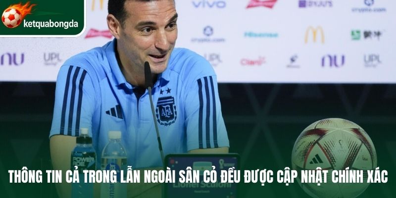 Thông tin cả trong lẫn ngoài sân cỏ đều được cập nhật chính xác